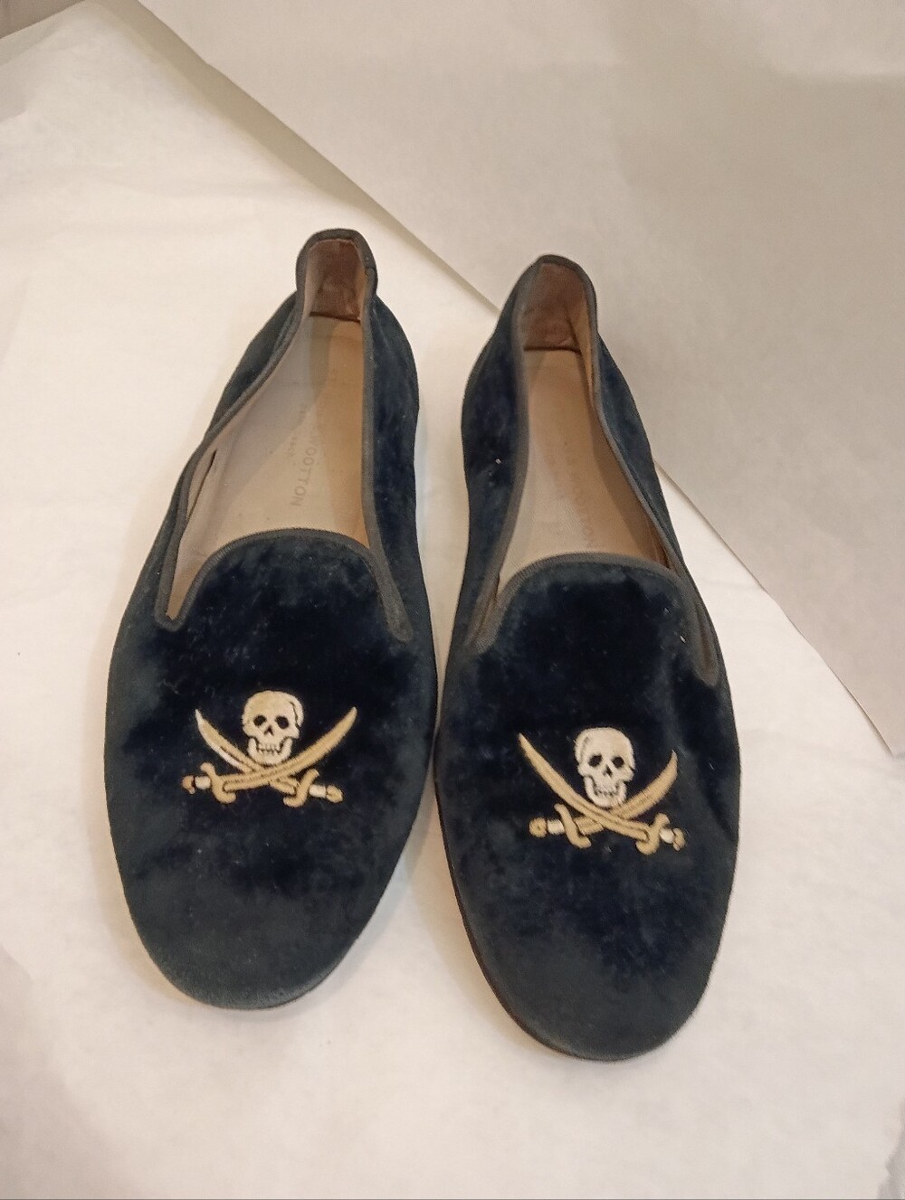 Stubbs & Wootton mens Sz 11 Shoes Skull Velvet Distressed - Picture 2 of 16